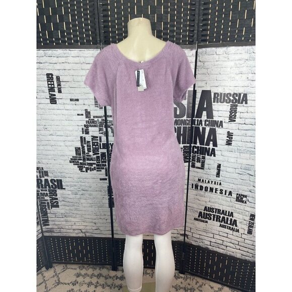 BP Plus 2X Soft Cozy Lilac Scoop Neck Short Sleeve Above Knee Sweater Dress - Picture 2 of 5